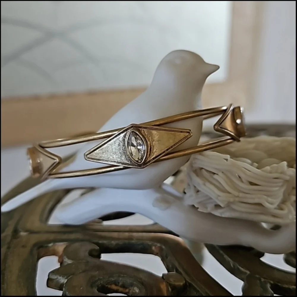 J. Crew Gold-Tone Clear Crystal Cut Stone Fashion Cuff Bracelet